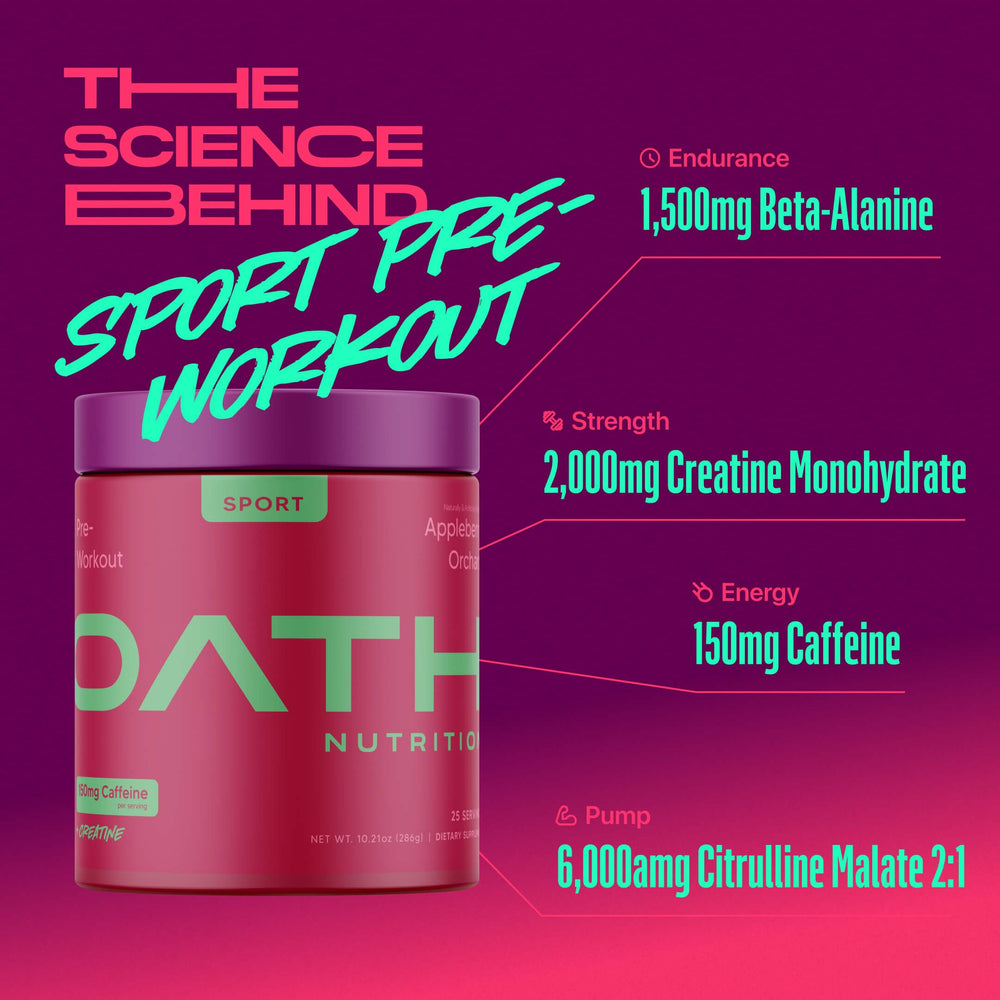 Oath Nutrition pre-workout bottle ready for gym bag and on-the-go use.