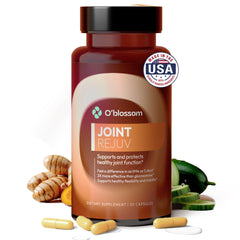 O'blossom Joint Rejuv bottle supports daily joint comfort and mobility.