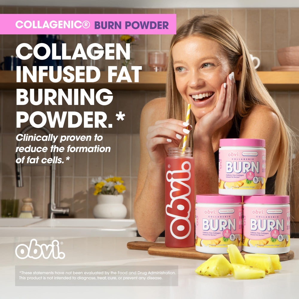 Obvi Collagenic Burn powder dissolved in water for quick drink