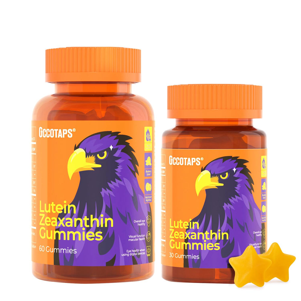 Occotaps Lutein and Zeaxanthin eye gummies bottle front for daily eye support
