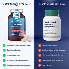 OCEAN ESSENCE bottle on a kitchen counter signaling on-the-go wellness