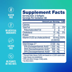 OceanBlue Omega-3 2100 capsules close-up highlights high-potency EPA and DHA.