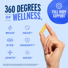 Oceanblue Professional Omega-3 2100mg wild-caught sourcing icon on pack.