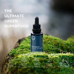 Oceans Alive glass with drops demonstrates convenient daily dosage.