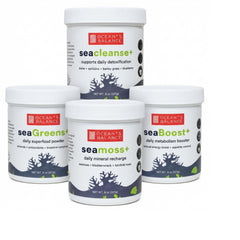 Ocean's Balance Seagreens+ bottle pour for daily greens energy.