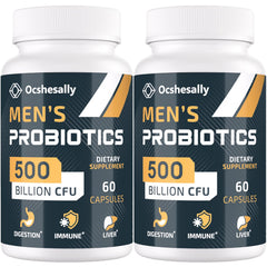 Ocshesally men's probiotic 500billion capsules in bottle for daily gut balance