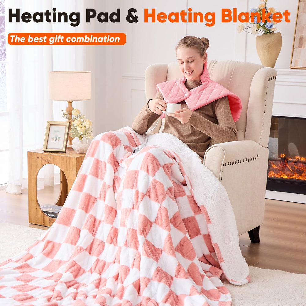OCTROT 18x22 inch pink weighted heating pad targets shoulders and back warmth.