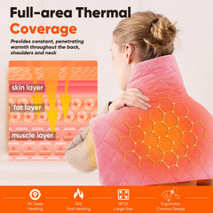 OCTROT back coverage pink heating pad in 18x22 inch size for full upper body warmth.