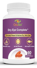 OcuSci Dry Eye Complete bottle shown, supports daily eye comfort and tear-film nourishment.