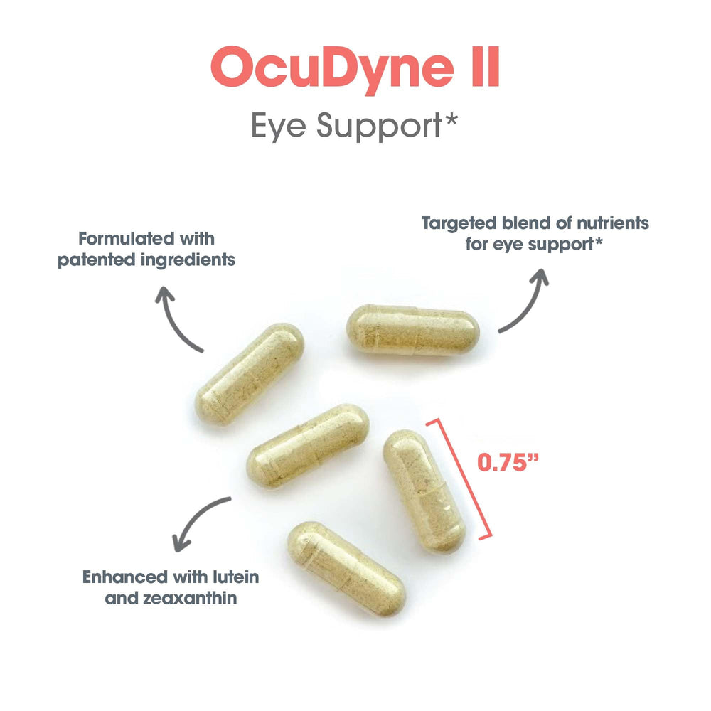 OcuDyne II nutrition facts panel showing folate and vitamin D