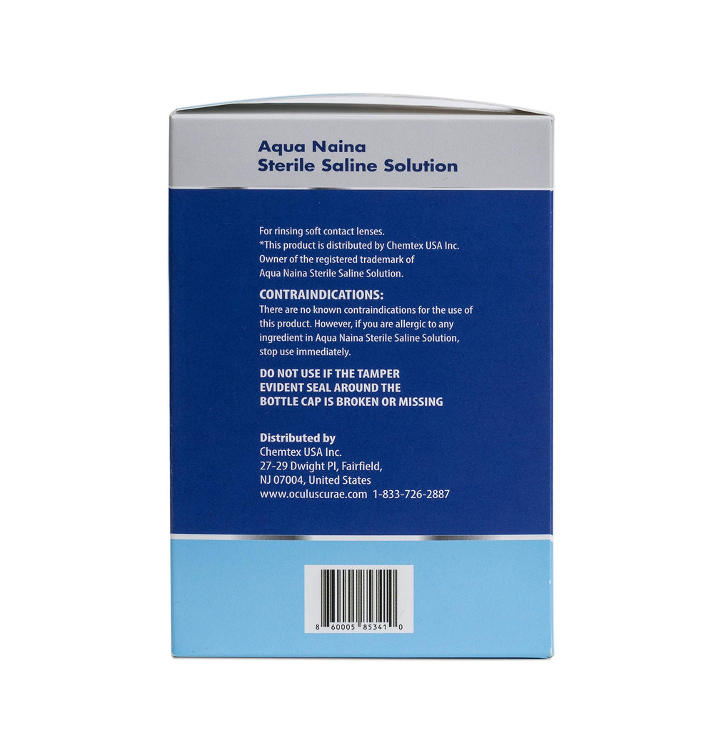 Oculus Curae Aqua Naina recyclable packaging supports sustainable lens care.