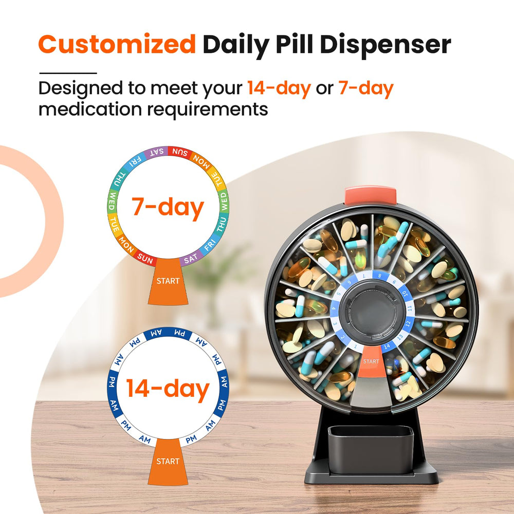 Odaro 14-day pill box offering ample space for dosing.