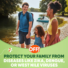 OFF! Deep Woods repels mosquitoes that may carry Zika, Dengue, or West Nile.