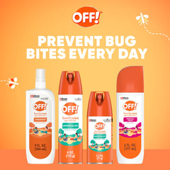 Display of OFF! FamilyCare 12-pack bottles for family trips