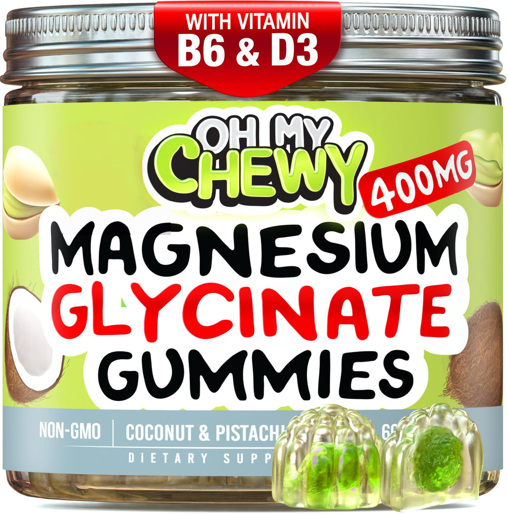 OH MY CHEWY center-filled magnesium gummies 400mg bottle front for daily use.