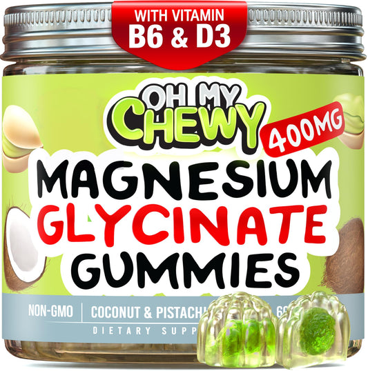 OH MY CHEWY center-filled magnesium gummies 400mg bottle front for daily use.