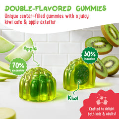 OH MY CHEWY fruity center-filled gummies exterior interior showing dual flavors for all ages