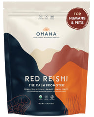 Ohana Red Reishi powder bag ready to blend into smoothies for daily wellness.