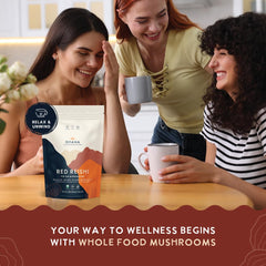 Ohana Red Reishi powder scoop for easy addition to smoothies and tea.