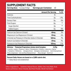 Oh!mino Berry Blast powder dissolves quickly for intra-workout hydration.