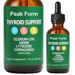 OIMTUE Peak Form drops bottle showing liquid formula for daily thyroid support