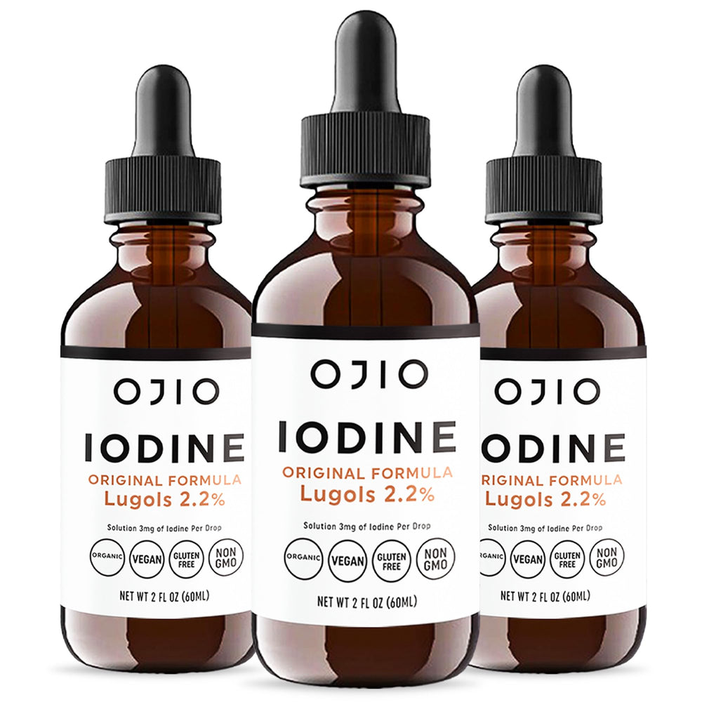 ojio lugol's iodine 2% bottle, high-potency liquid for daily use