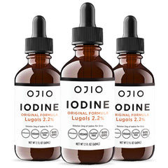 ojio lugol's iodine 2% bottle, high-potency liquid for daily use