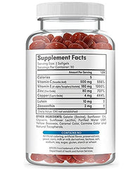 OjosLabs AREDS2 softgels closeup, easy daily supplement.