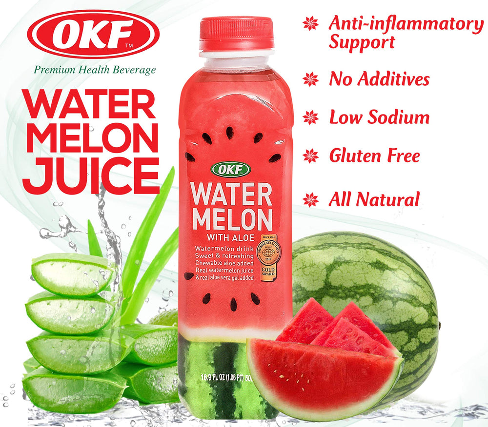 OKF Watermelon Aloe Vera Drink pack of 10 bottles for sharing.