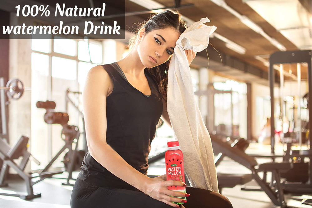 OKF Watermelon Aloe Vera Drink used as a smoothie ingredient idea.