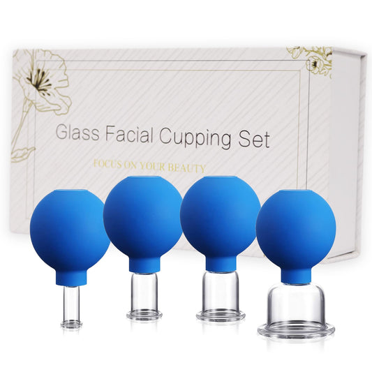 okmaba glass facial cupping set with four cups for at-home anti-aging routines