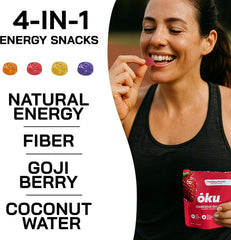 ōku Energy Chews with green tea and yerba mate caffeine for focused energy.