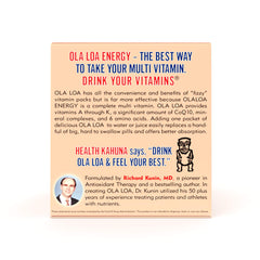 Ola Loa Energy Orange dissolving powder in water, quick daily hydration.
