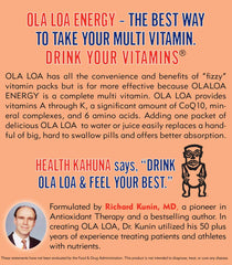 Ola Loa Energy Orange glass and spoon suggests easy mixing for busy mornings.