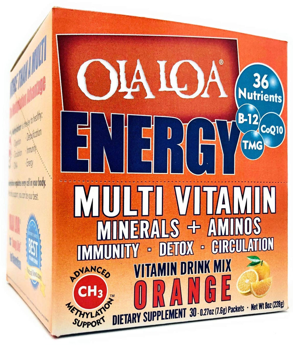 Ola Loa Energy Orange beside breakfast, integrates into daily routines.
