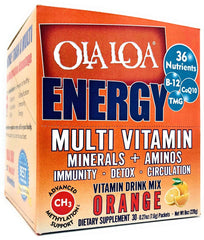 Ola Loa Energy Orange beside breakfast, integrates into daily routines.