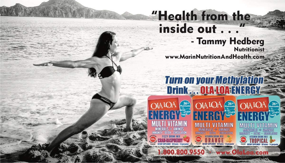 Ola Loa Energy Tropical in-use highlights a caffeine-free daily energy option.