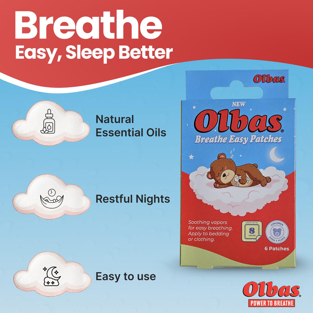 Close up of Olbas Breathe Easy Patches releasing soothing vapors.