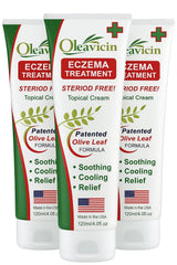 Oleavicin eczema cream 3-pack packshot, convenient family skincare option.