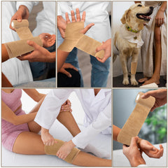 Oleitodh pet wrap securing a dog's leg with gentle hold