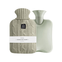 OliviaLiving 1L hot water bottle with knit cover delivers cozy bedtime warmth.