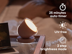 Olly Light Therapy Lamp 25-minute timer with two brightness levels