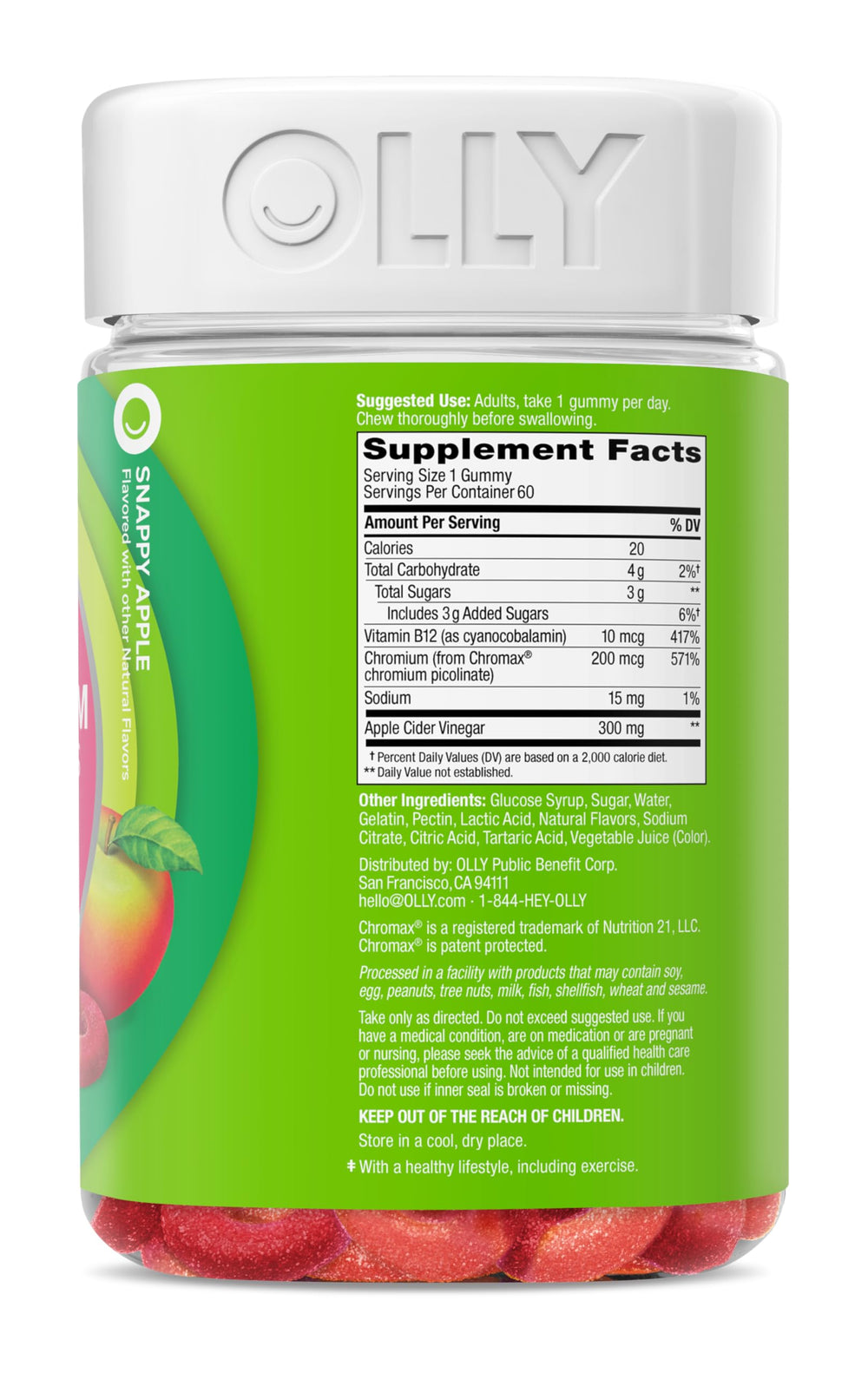 Snappy Apple flavor gummies from OLLY Metabolism Gummy Rings
