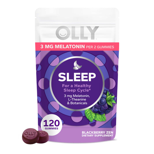 OLLY Sleep Gummies bottle front showing 120 count for restful nights