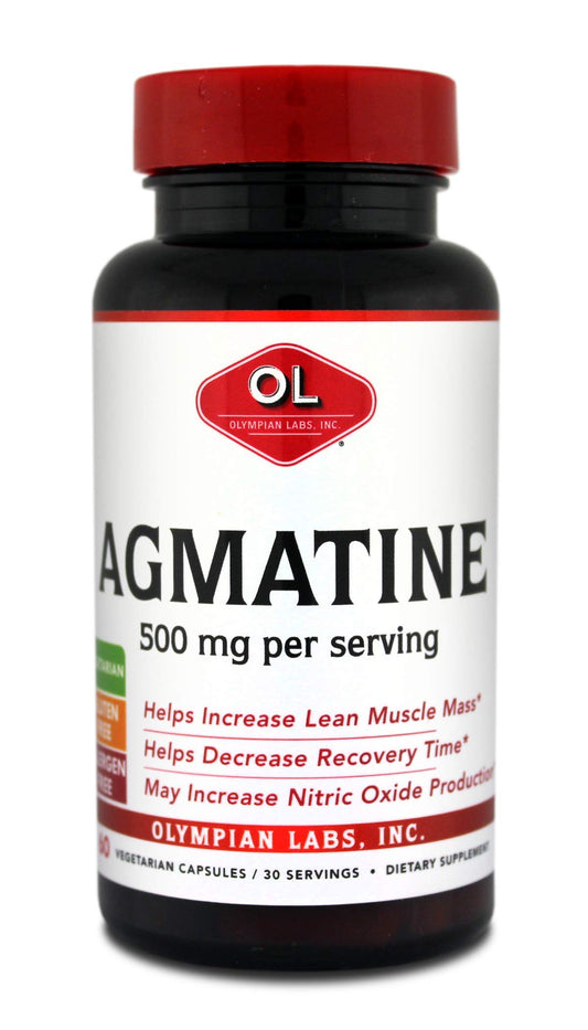 Olympian Labs Agmatine bottle with 60 vegetarian capsules for lean muscle support