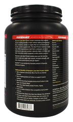 Label close-up highlighting hormone-free status and amino acid profile