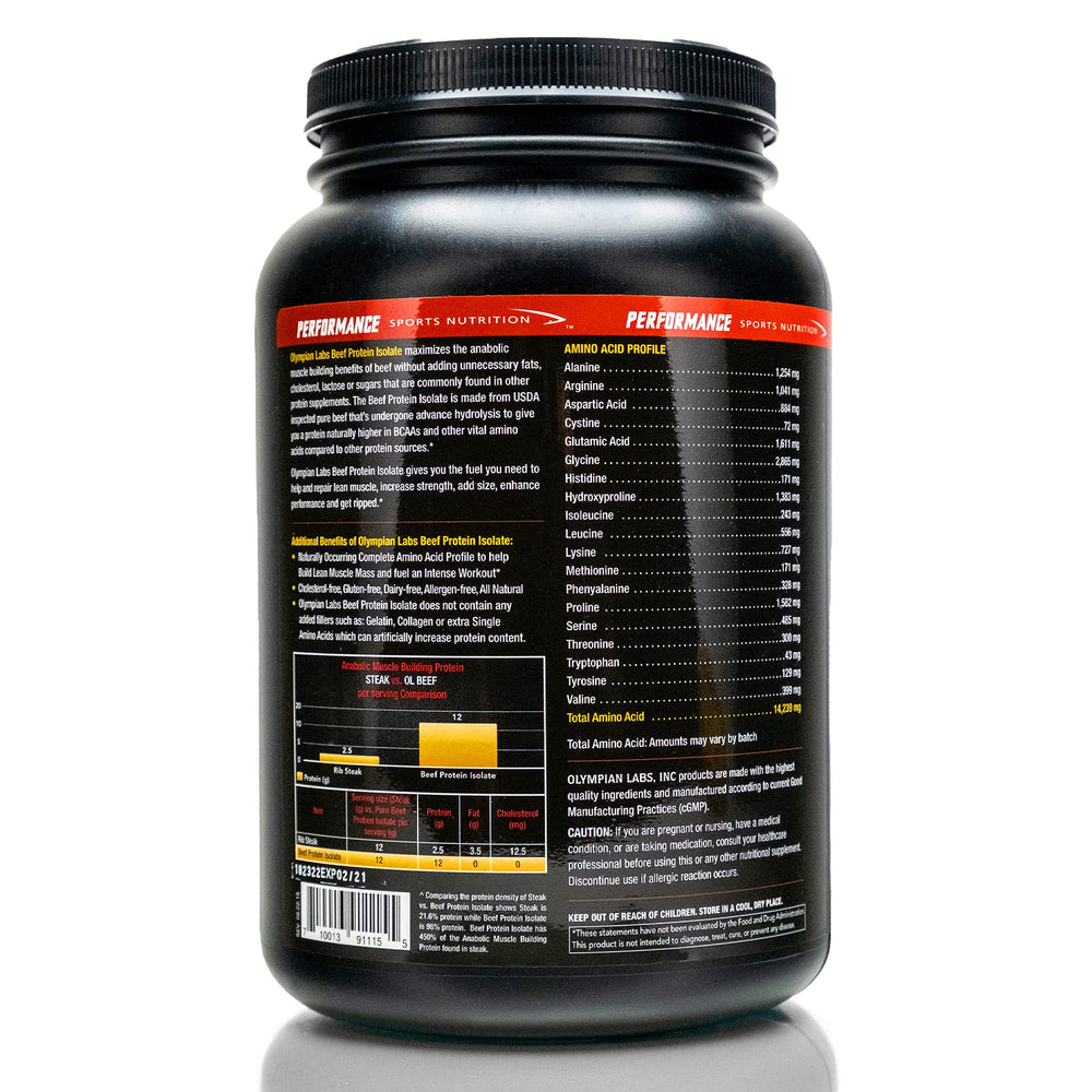 Beef Protein Isolate scoop beside the jar for pre-workout use