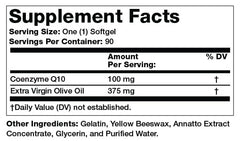 Olympian Labs CoQ10 softgels closeup showing easy-to-swallow capsules for daily use
