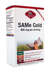 Olympian Labs SAMe Gold bottle with tablets for mood support.