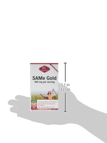 Dosage box shows Olympian Labs SAMe Gold 400 mg serving.